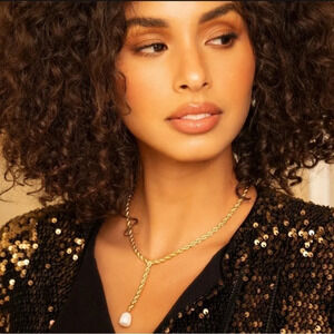 Rachel Zoe CURATEUR Box X Leeada Bryn Pearl Lariat Necklace - 16", NWT